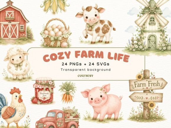 Download Farm Watercolor Cliparts. Cute Animals - Cute Collection
