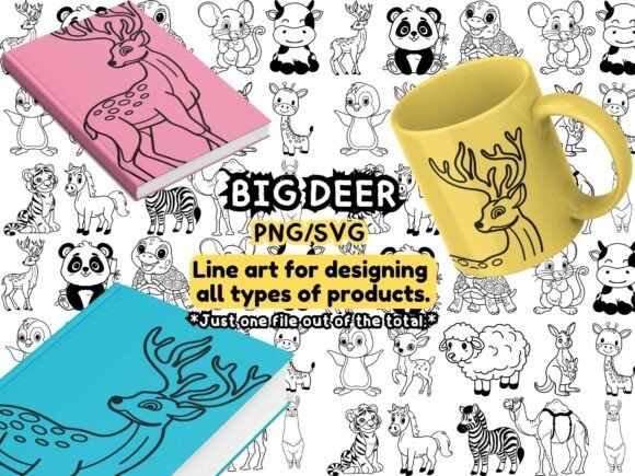 Download Big Deer Line Art – PNG &amp; SVG - Deer line art Collection