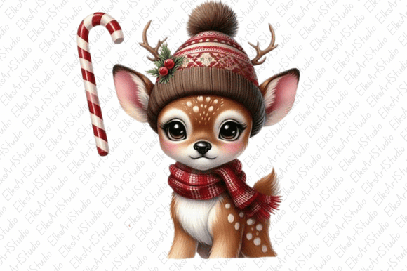 Download Cute Deer Christmas Clipart Sublimation - Cute Collection
