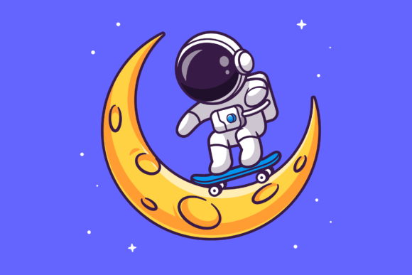 Download Cute Astronaut Playing Skateboard - Cute Collection