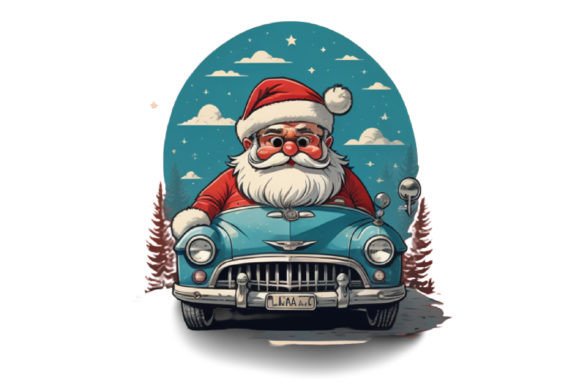 Download Cute Santa with Car Illustration Design - Cute Collection