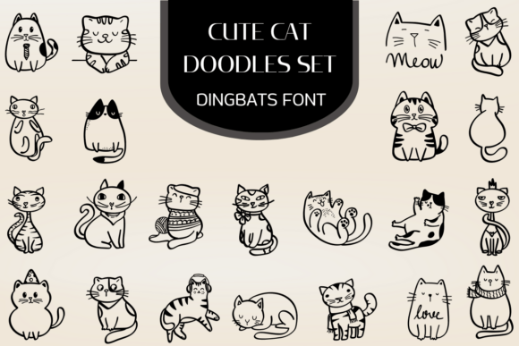 Download Cute Cat Doodles Set - Cute Collection