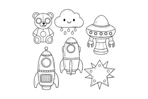 Download Cute Space Toys and Alien Vector Illustr - Cute Collection