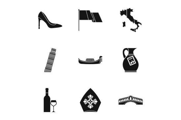 Download Tourism in Italy Icons Set, Simple Style - Style Collection