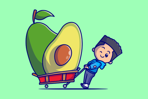 Download Cute Boy with Avocado Cartoon - Cute Collection