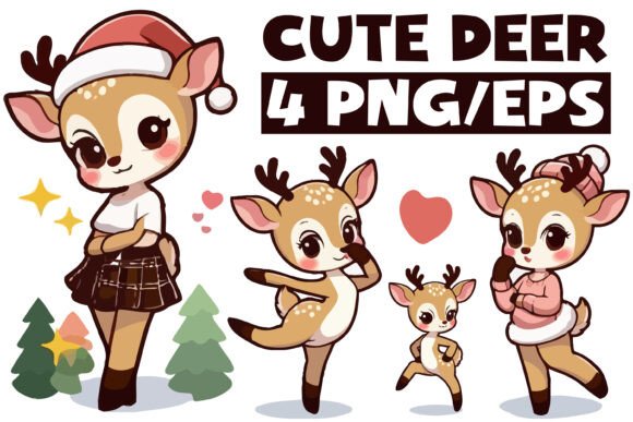 Download Cute Deer Vector Graphic Illustrations - Cute Collection