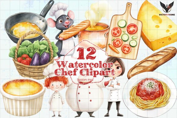 Download Cute Watercolor Chef Clipart PNG - Cute Collection