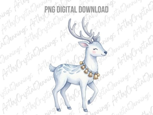 Download Cute Watercolor White Christmas Deer PNG - Cute Collection