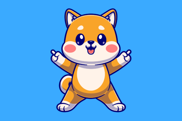 Download Cute Shiba Inu Dog Celebrating Cartoon - Cute Collection