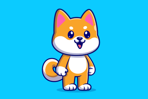 Download Cute Shiba Inu Dog Standing Cartoon - Cute Collection
