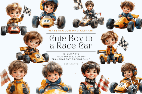 Download Cute Boy in a Race Car Clipart - Cute Collection
