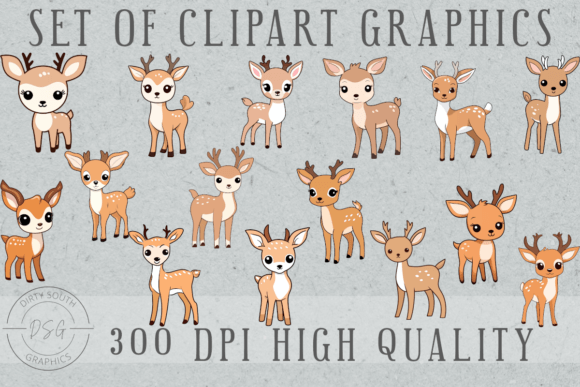 Download Set of 15 Hand Drawn Deer Line Art Set 2 - Deer line art Collection