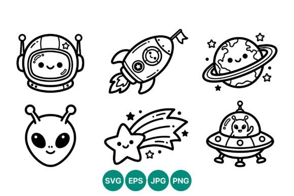 Download Cute Space Rocket and Alien Vector Art - Cute Collection