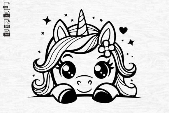 Download Peeking Cute Unicorn SVG, Unicorn Kawai - Cute Collection