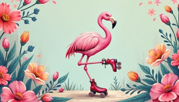 Download Expressionism-style Flamingo Balancing O - Style Collection