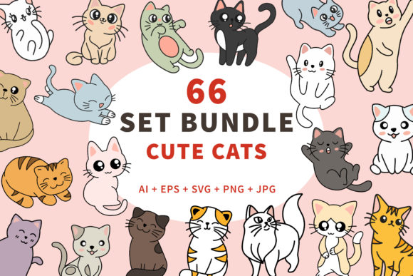 Download 66 Bundle Cute Cats Kitten Cartoon Happy - Cute Collection
