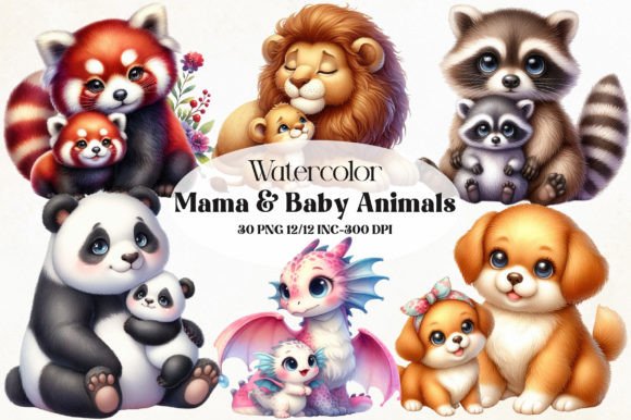 Download Cute Mama and Baby Animals PNG Clipart - Cute Collection