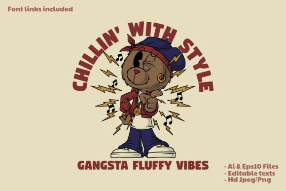 Download Retro Bear Mascot in Hip-Hop Style - Style Collection