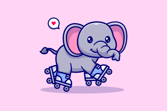 Download Cute Elephant Playing Roller Skate - Cute Collection
