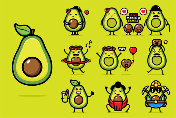 Download Cute Avocado Vector Design Set - Cute Collection