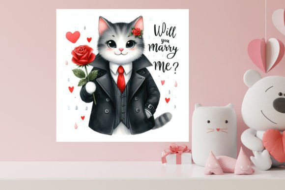 Download Valentines Cute Cat Illustration - Cute Collection