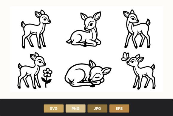 Download Cute Baby Deer Line Art - Cute Collection