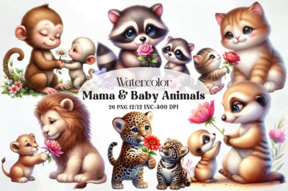 Download Cute Mama and Baby Animals PNG Clipart - Cute Collection