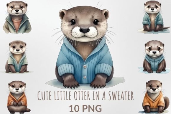 Download Cute Little Otter in a Sweater for Kids - Cute Collection