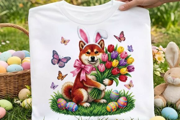 Download Faux Yarn Cute Easter Shiba Inu Dog Png - Cute Collection