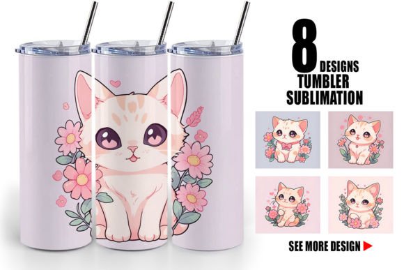 Download Tumbler Wrap Cute Cat Illustration - Cute Collection