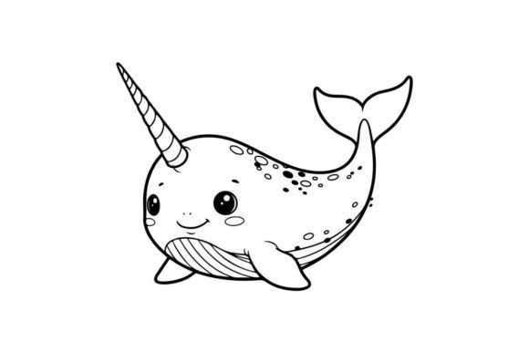 Download Cute Smiling Narwhal Sea Animal Vector I - Cute Collection