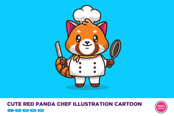 Download Cute Red Panda Chef Illustration Cartoon - Cute Collection