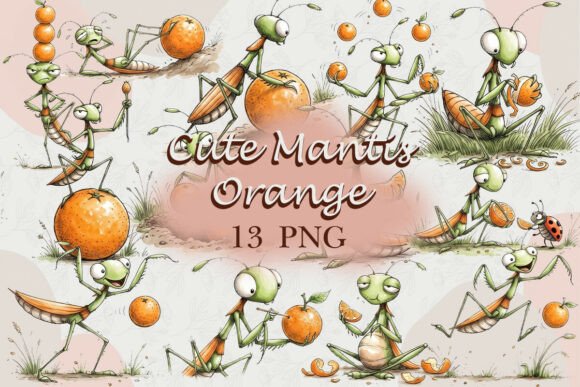 Download Cute Mantis with Orange PNG - Cute Collection