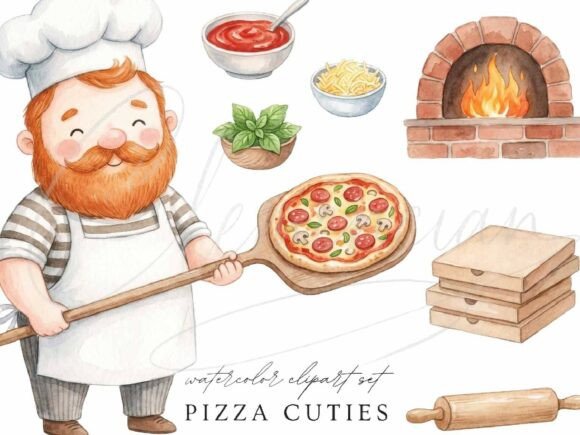 Download Pizza Chef Clipart PNG Cute Pizzeria - Cute Collection