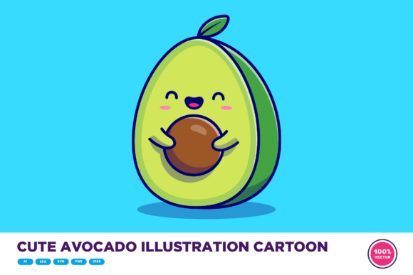 Download Cute Avocado Illustration Cartoon - Cute Collection