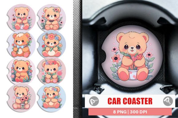 Download Car Coaster Cute Teddy Bear Illustration - Cute Collection