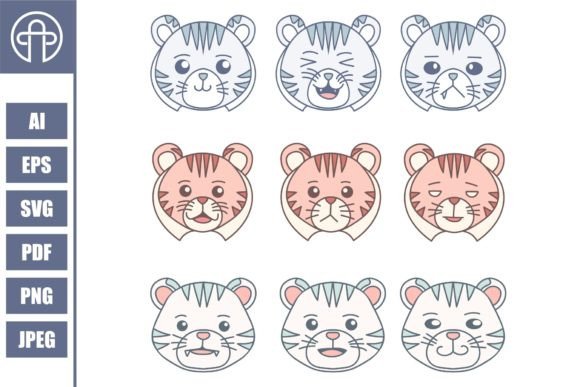 Download Set Cute Tiger Vector Illustration - Cute Collection