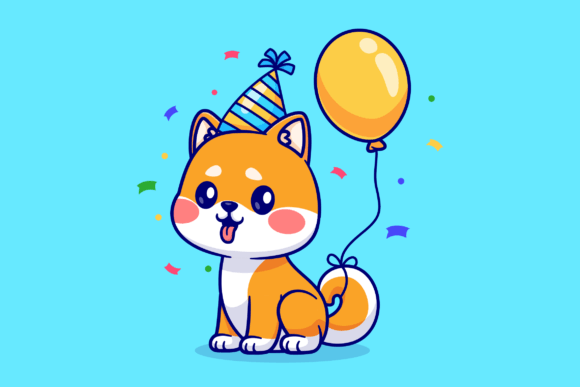 Download Cute Shiba Inu Dog Birthday Party - Cute Collection