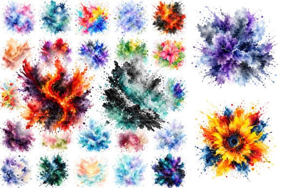 Download 100 Colorful Watercolor Splash Clipart - Colorful Collection